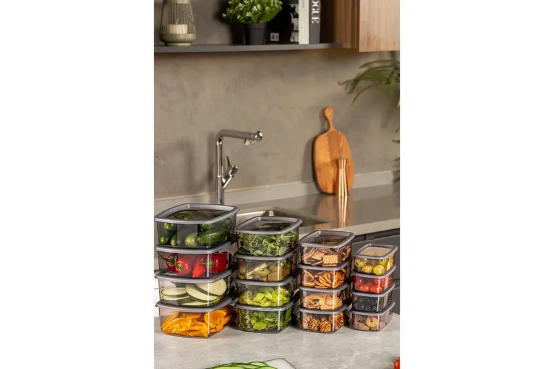 Opbevaringsboks Sæt (16 Dele) Rasalas16 Antracit - Antracit - Opbevaring - Opbevaring til småting - Kurve & kasser - Plastikbakke & plastikkasse