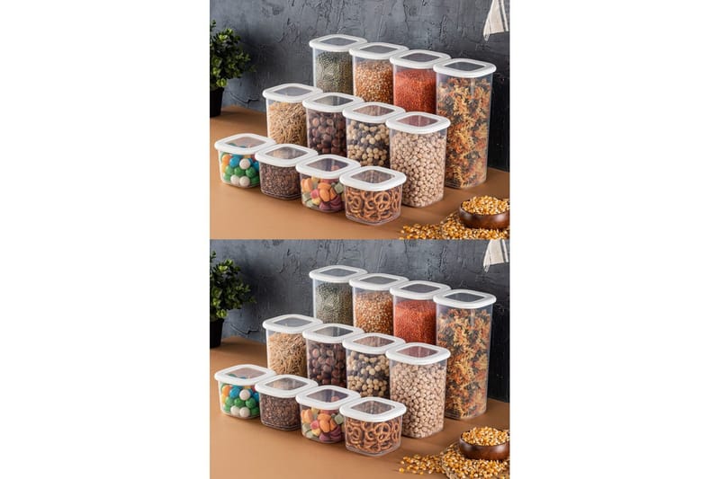 Opbevaringsboks Sæt (24 Dele) Syril hvid - Hvid - Opbevaring - Opbevaring til småting - Kurve & kasser - Plastikbakke & plastikkasse