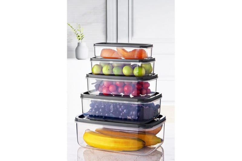 Opbevaringsboks Sæt (5 styks) Quantis Transparent - Multifarvet - Opbevaring - Opbevaring til småting - Kurve & kasser - Plastikbakke & plastikkasse