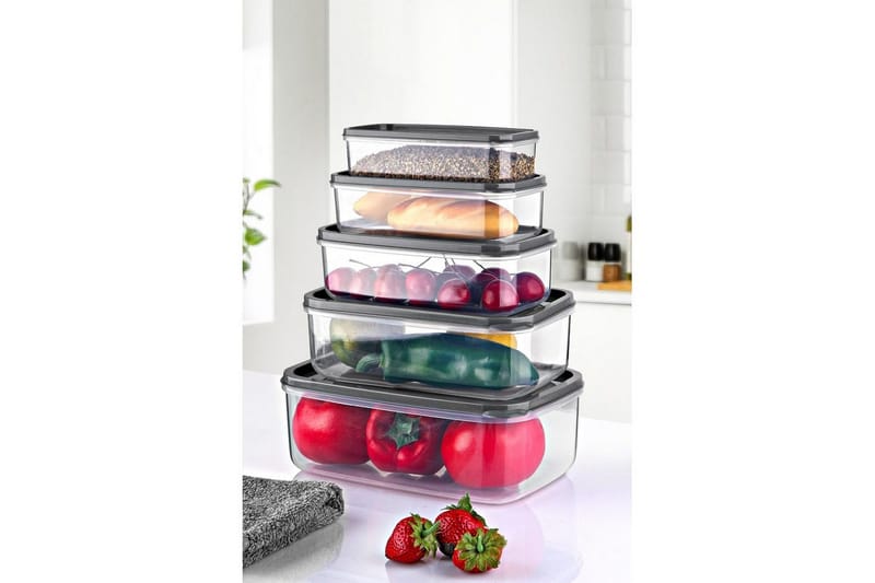 Opbevaringsboks Sæt (5 styks) Quantis Transparent - Multifarvet - Opbevaring - Opbevaring til småting - Kurve & kasser - Plastikbakke & plastikkasse