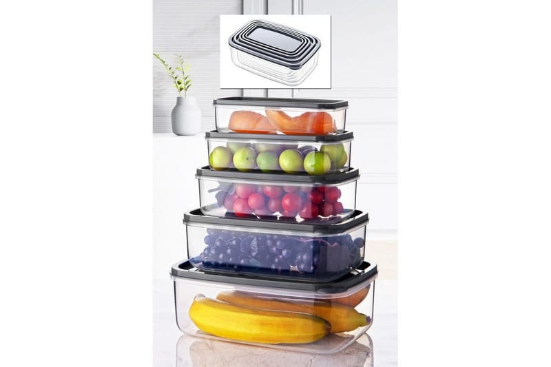 Opbevaringsboks Sæt (5 styks) Quantis Transparent - Multifarvet - Opbevaring - Opbevaring til småting - Kurve & kasser - Plastikbakke & plastikkasse