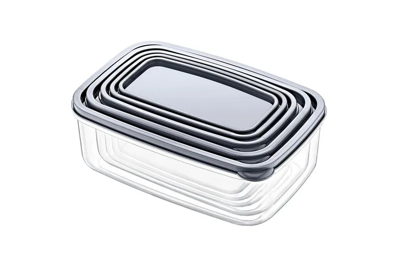 Opbevaringsboks Sæt (5 styks) Quantis Transparent, Multifarvet