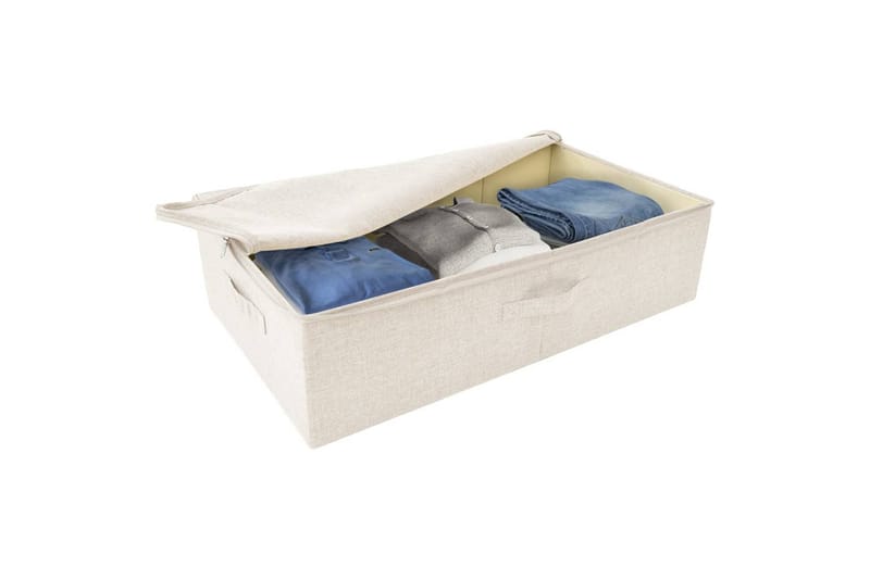 opbevaringskasse 70x40x18 cm stof cremefarvet - Creme - Opbevaring - Opbevaring til småting - Kurve & kasser