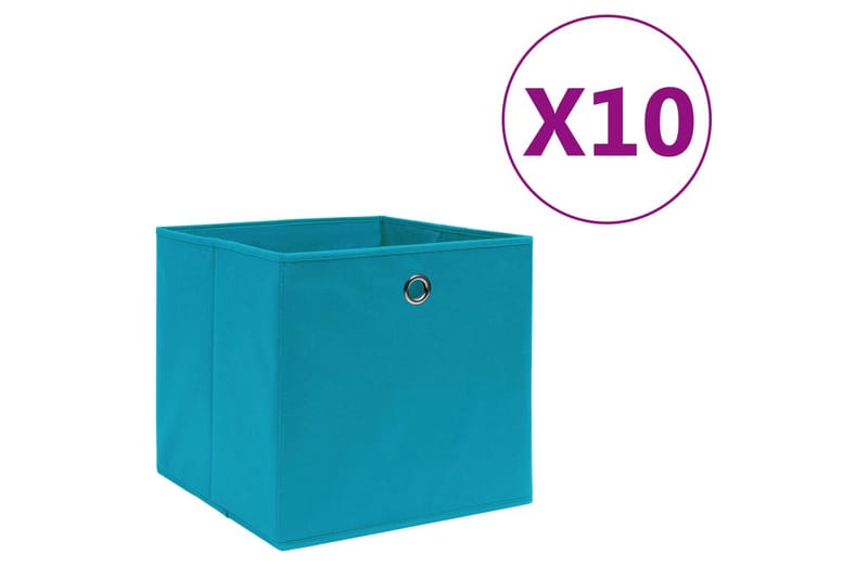 Opbevaringskasser 10 stk. 28x28x28 cm uvævet stof babyblå - Blå - Kurve & kasser
