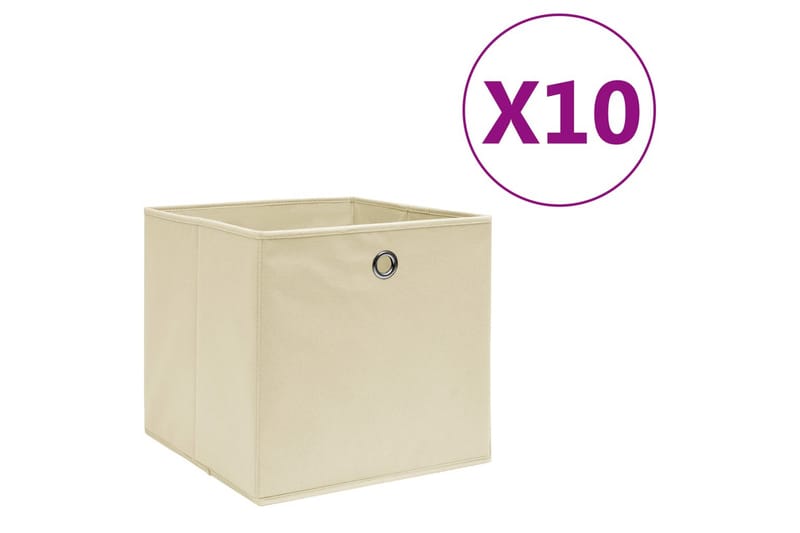 Opbevaringskasser 10 stk. 28x28x28 cm uvævet stof creme - Creme - Kurve & kasser