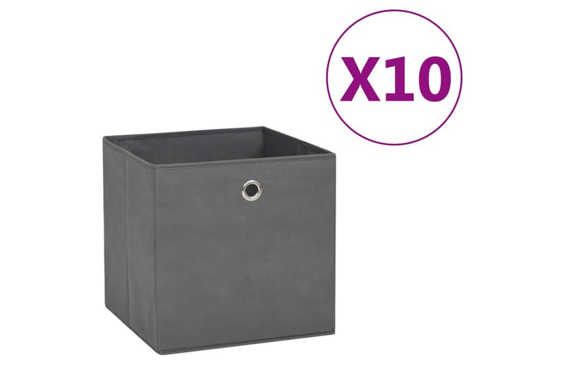 Opbevaringskasser 10 stk. 28x28x28 cm uvævet stof grå - Grå - Opbevaring - Opbevaring til småting - Kurve & kasser