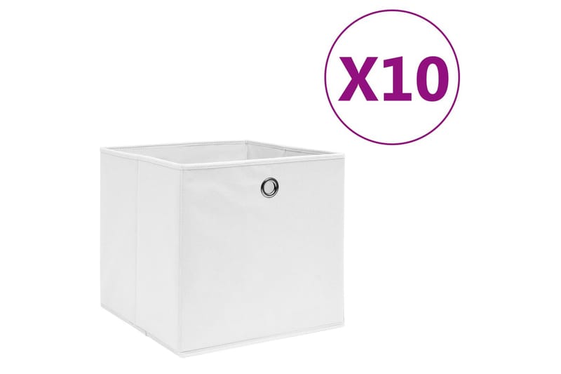 Opbevaringskasser 10 stk. 28x28x28 cm uvævet stof hvid - Hvid - Kurve & kasser