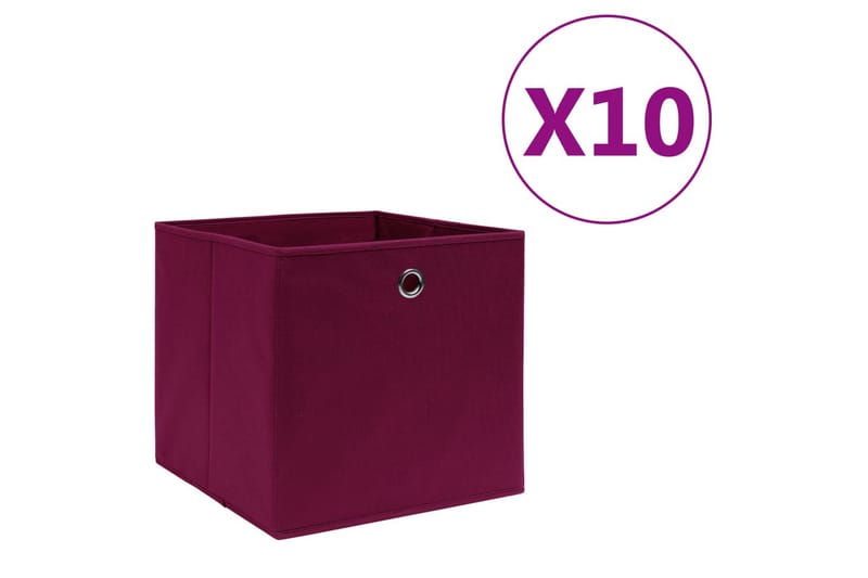 Opbevaringskasser 10 stk. 28x28x28 cm uvævet stof mørkerød - Rød - Kurve & kasser