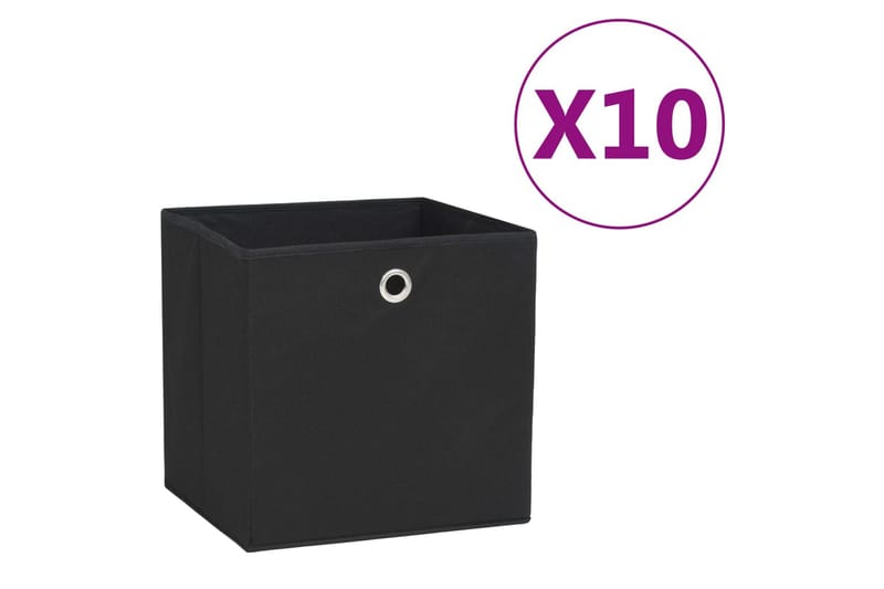 Opbevaringskasser 10 stk. 28x28x28 cm uvævet stof sort - Sort - Kurve & kasser