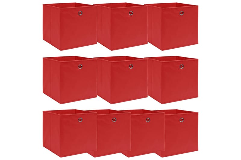 Opbevaringskasser 10 Stk. 32x32x32 cm Stof Rød - Opbevaring - Opbevaring til småting - Kurve & kasser