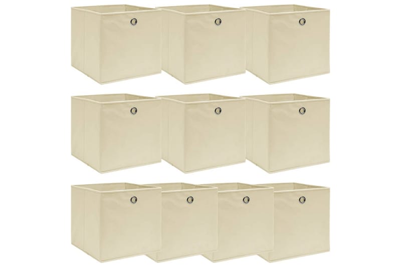 Opbevaringskasser 10 Stk. 32x32x32 Stof Cremefarvet - Opbevaring - Opbevaring til småting - Kurve & kasser