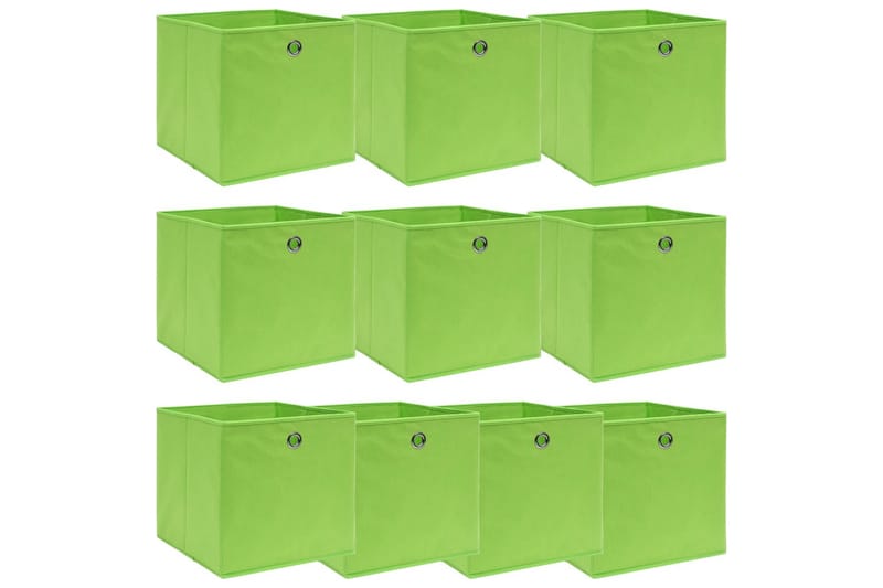 Opbevaringskasser 10 Stk. 32x32x32 Stof Grøn - Opbevaring - Opbevaring til småting - Kurve & kasser