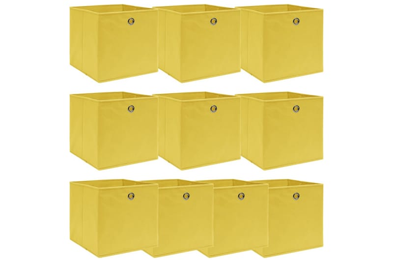Opbevaringskasser 10 Stk. 32x32x32 Stof Gul - Opbevaring - Opbevaring til småting - Kurve & kasser