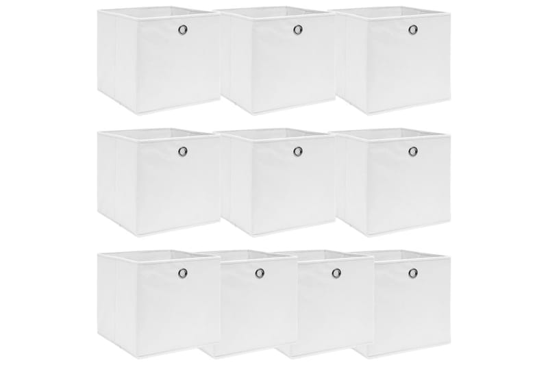 Opbevaringskasser 10 Stk. 32x32x32 Stof Hvid - Opbevaring - Opbevaring til småting - Kurve & kasser