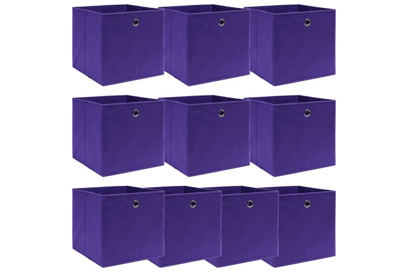 Opbevaringskasser 10 Stk. 32x32x32 Stof Lilla - Opbevaring - Opbevaring til småting - Kurve & kasser