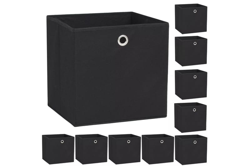 Opbevaringskasser 10 Stk. Uvævet Stof 32 X 32 X 32 Cm Sort - Sort - Opbevaring - Opbevaring til småting - Kurve & kasser