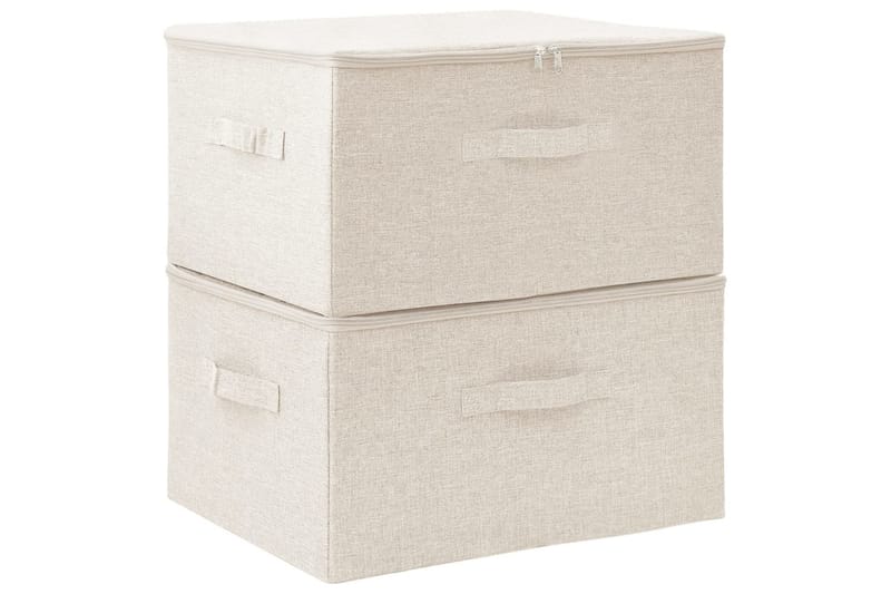 opbevaringskasser 2 stk. 43x34x23 cm stof cremefarvet - Creme - Opbevaring - Opbevaring til småting - Kurve & kasser
