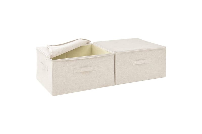 opbevaringskasser 2 stk. 43x34x23 cm stof cremefarvet - Creme - Opbevaring - Opbevaring til småting - Kurve & kasser