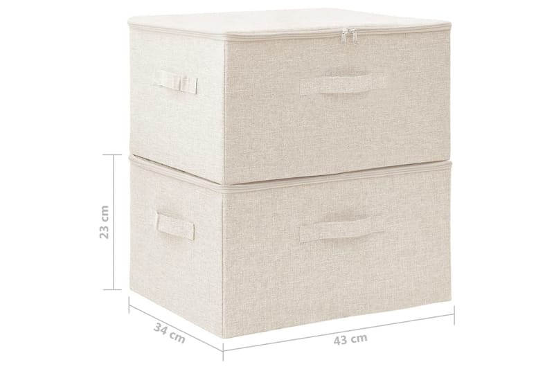 opbevaringskasser 2 stk. 43x34x23 cm stof cremefarvet - Creme - Opbevaring - Opbevaring til småting - Kurve & kasser
