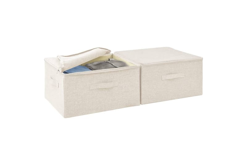 opbevaringskasser 2 stk. 43x34x23 cm stof cremefarvet - Creme - Opbevaring - Opbevaring til småting - Kurve & kasser