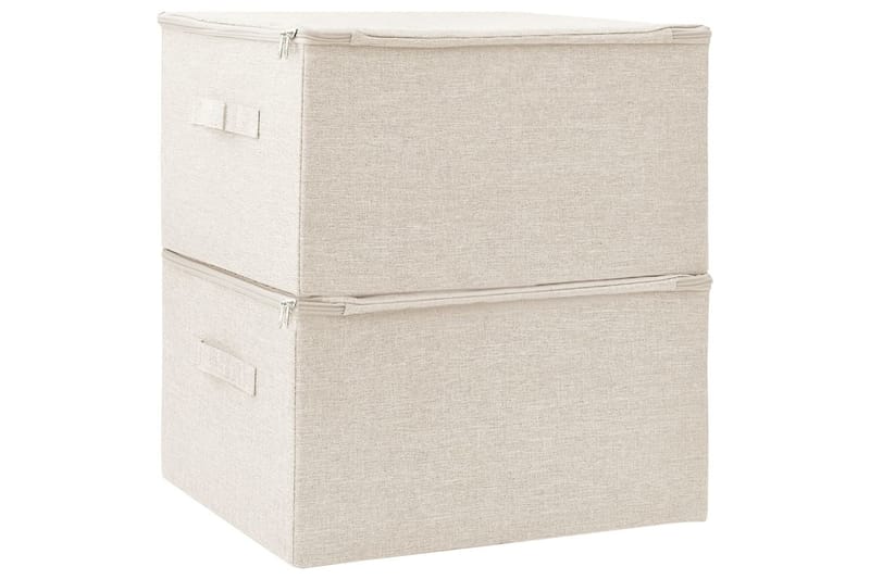 opbevaringskasser 2 stk. 43x34x23 cm stof cremefarvet - Creme - Opbevaring - Opbevaring til småting - Kurve & kasser