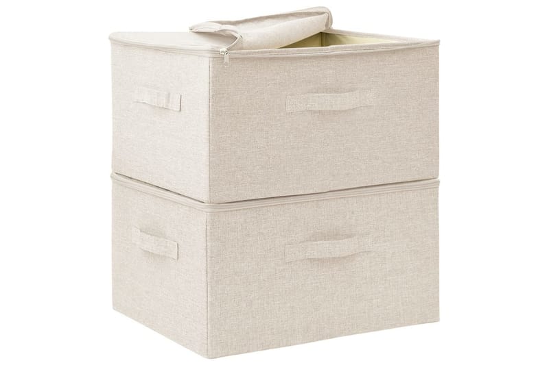 opbevaringskasser 2 stk. 43x34x23 cm stof cremefarvet - Creme - Opbevaring - Opbevaring til småting - Kurve & kasser
