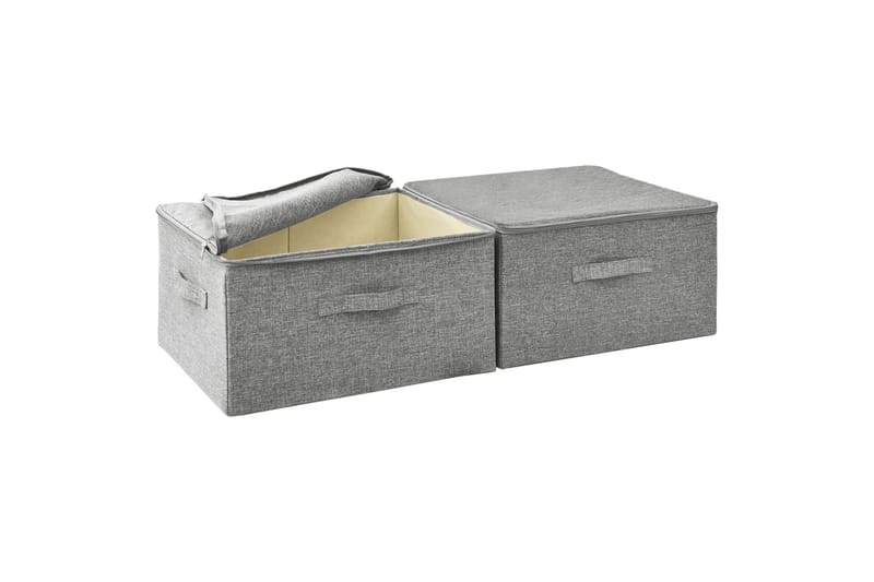 opbevaringskasser 2 stk. 43x34x23 cm stof grå - Grå - Opbevaring - Opbevaring til småting - Kurve & kasser