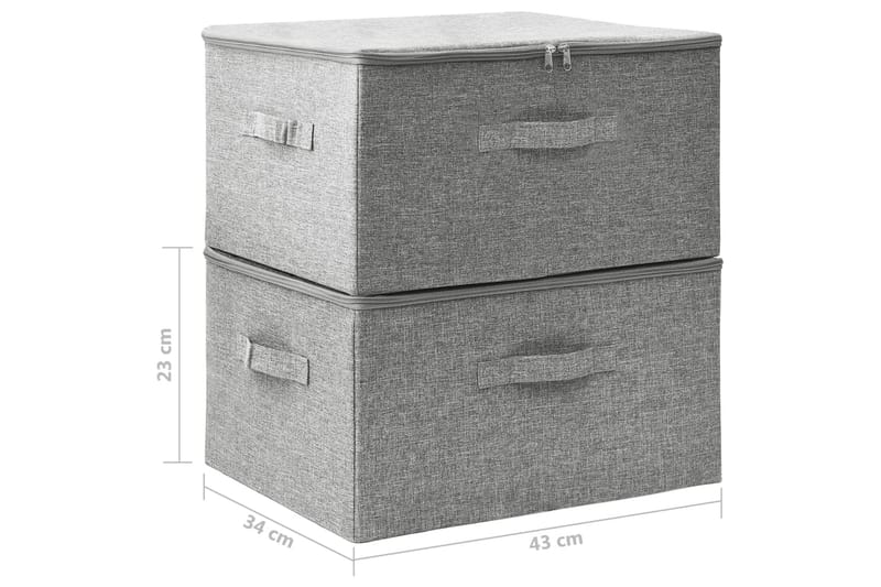 opbevaringskasser 2 stk. 43x34x23 cm stof grå - Grå - Kurve & kasser