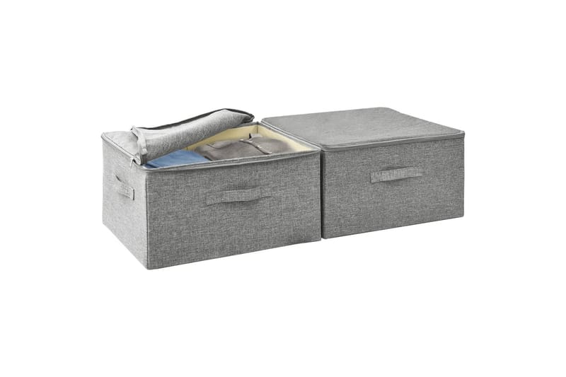 opbevaringskasser 2 stk. 43x34x23 cm stof grå - Grå - Opbevaring - Opbevaring til småting - Kurve & kasser