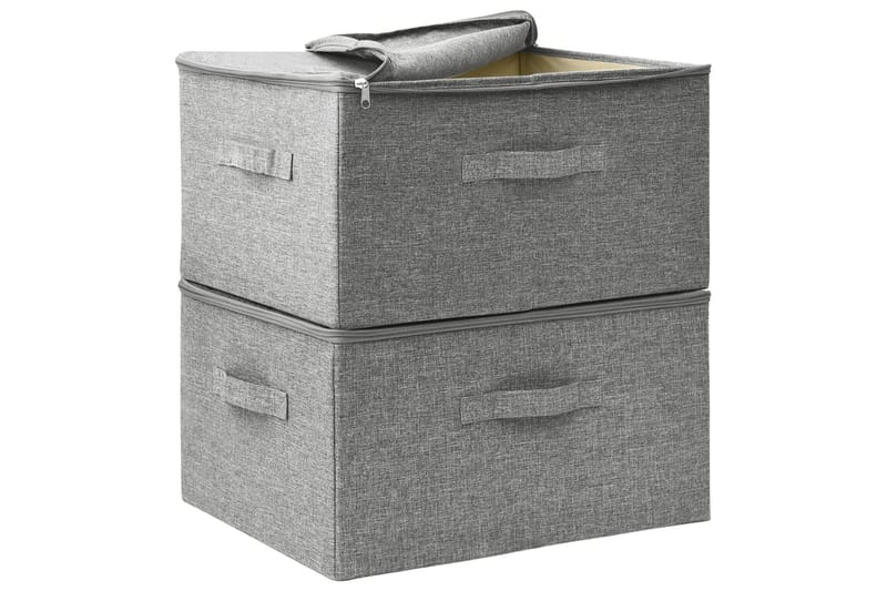 opbevaringskasser 2 stk. 43x34x23 cm stof grå - Grå - Opbevaring - Opbevaring til småting - Kurve & kasser