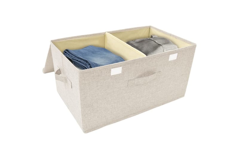 opbevaringskasser 2 stk. 50x30x25 cm stof cremefarvet - Creme - Opbevaring - Opbevaring til småting - Kurve & kasser