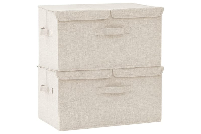 opbevaringskasser 2 stk. 50x30x25 cm stof cremefarvet - Creme - Opbevaring - Opbevaring til småting - Kurve & kasser