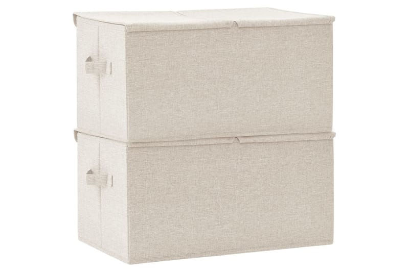 opbevaringskasser 2 stk. 50x30x25 cm stof cremefarvet - Creme - Opbevaring - Opbevaring til småting - Kurve & kasser