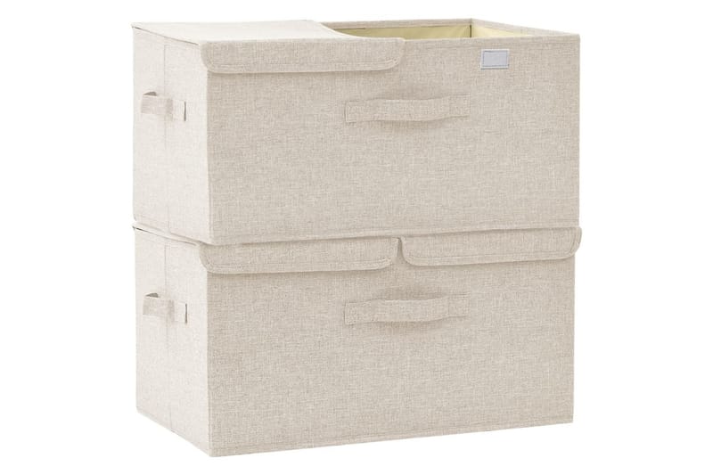 opbevaringskasser 2 stk. 50x30x25 cm stof cremefarvet - Creme - Opbevaring - Opbevaring til småting - Kurve & kasser