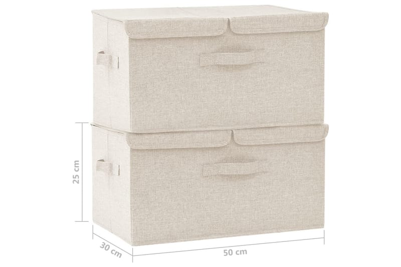 opbevaringskasser 2 stk. 50x30x25 cm stof cremefarvet - Creme - Opbevaring - Opbevaring til småting - Kurve & kasser