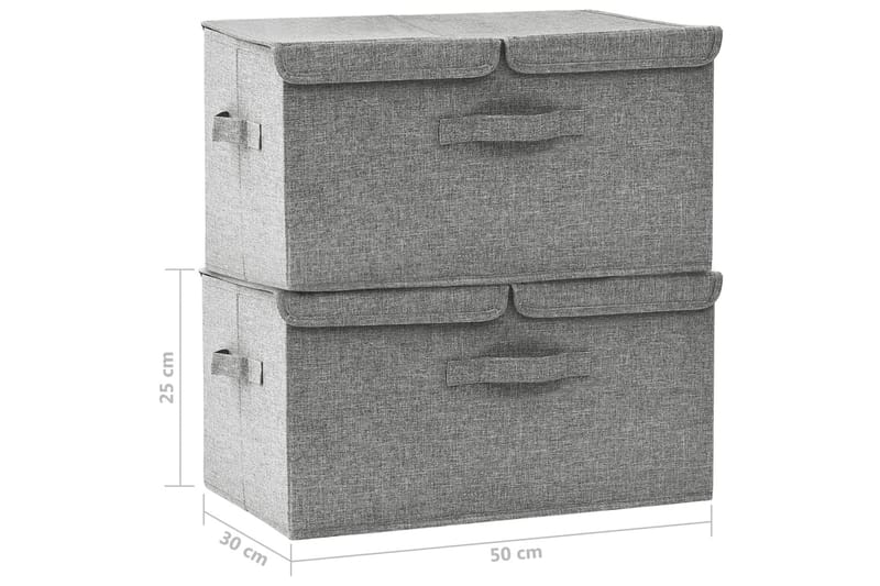 opbevaringskasser 2 stk. 50x30x25 cm stof grå - Grå - Kurve & kasser