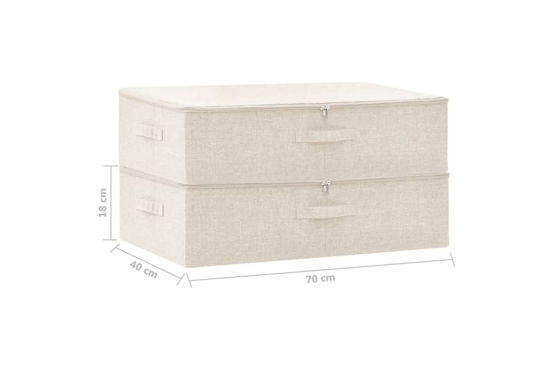 opbevaringskasser 2 stk. 70x40x18 cm stof cremefarvet - Creme - Opbevaring - Opbevaring til småting - Kurve & kasser