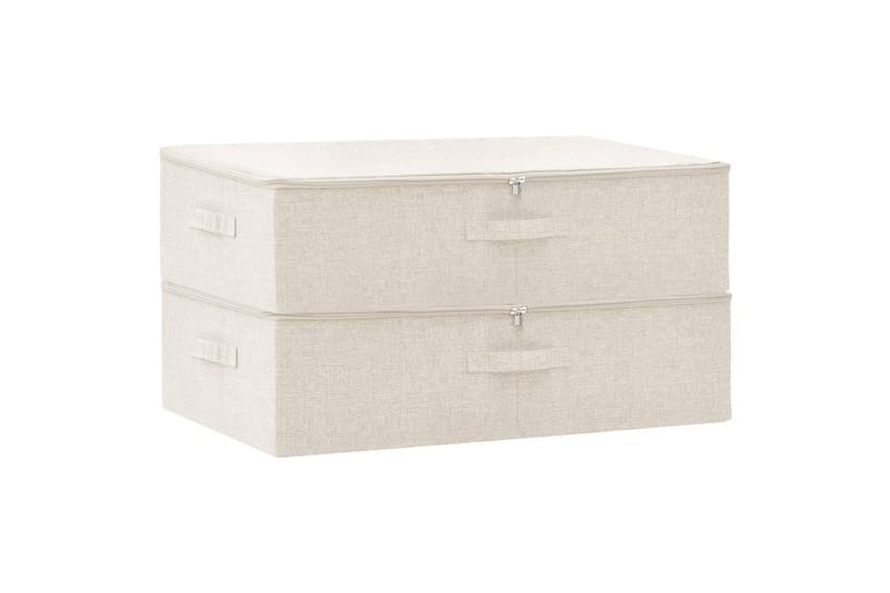 opbevaringskasser 2 stk. 70x40x18 cm stof cremefarvet - Creme - Opbevaring - Opbevaring til småting - Kurve & kasser