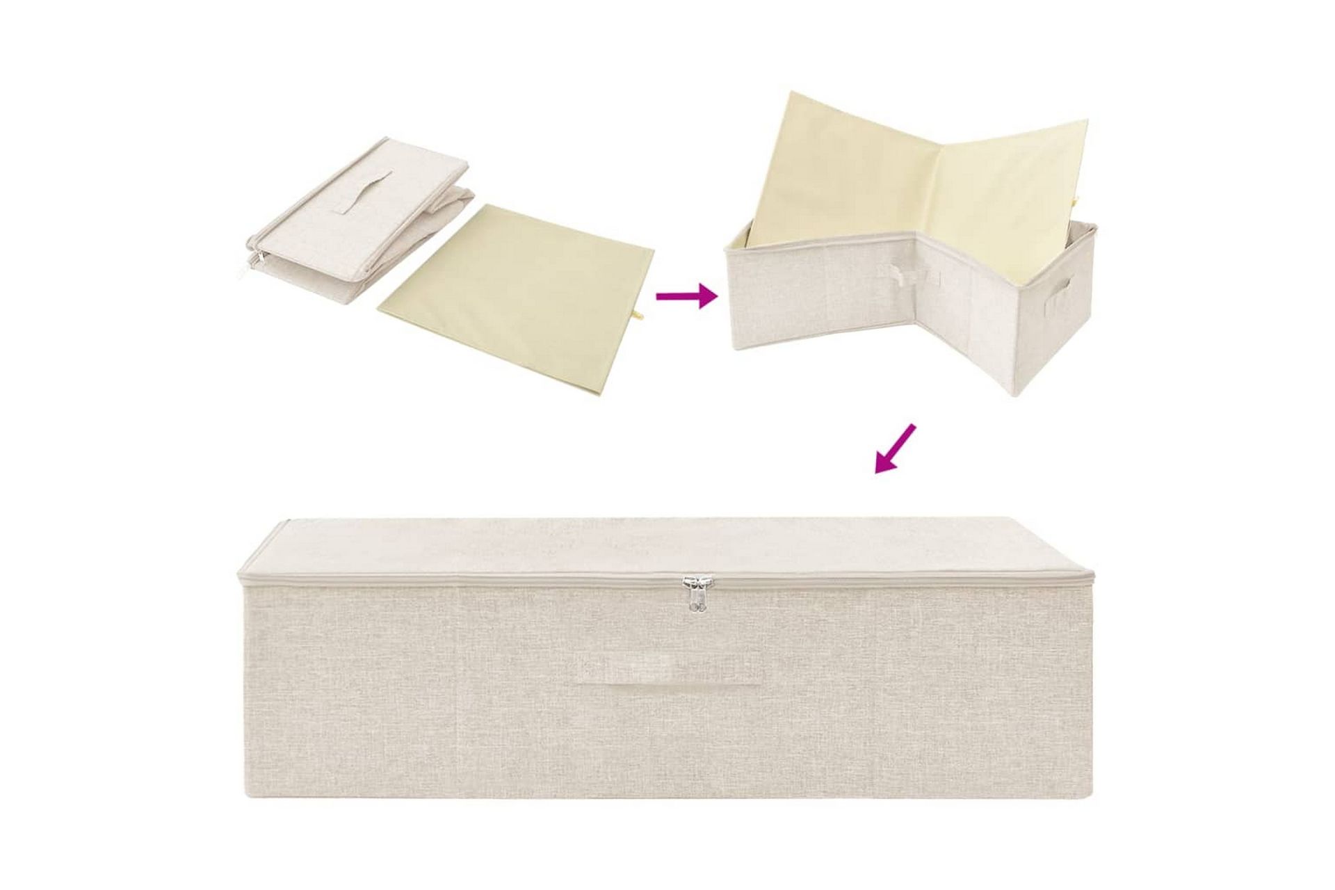 opbevaringskasser 2 stk. 70x40x18 cm stof cremefarvet - Creme - Opbevaring - Opbevaring til småting - Kurve & kasser