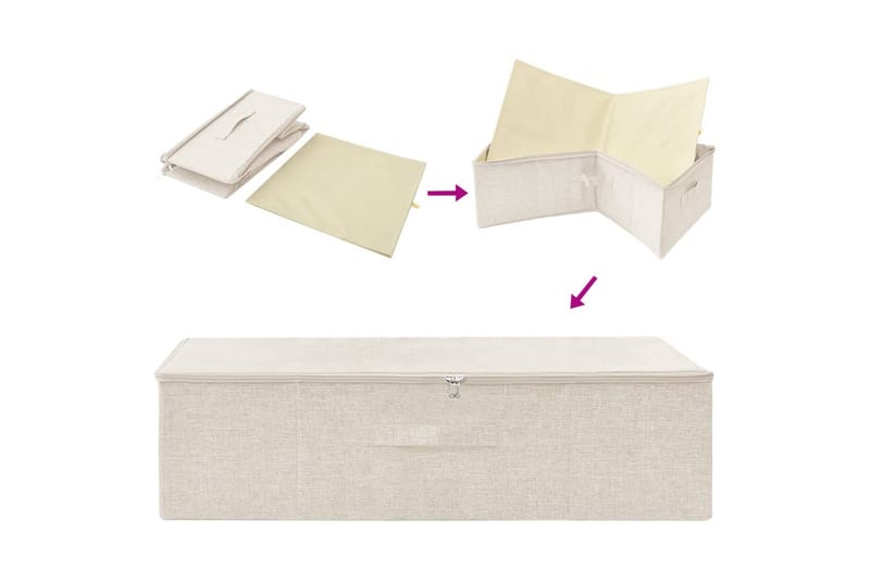opbevaringskasser 2 stk. 70x40x18 cm stof cremefarvet - Creme - Opbevaring - Opbevaring til småting - Kurve & kasser