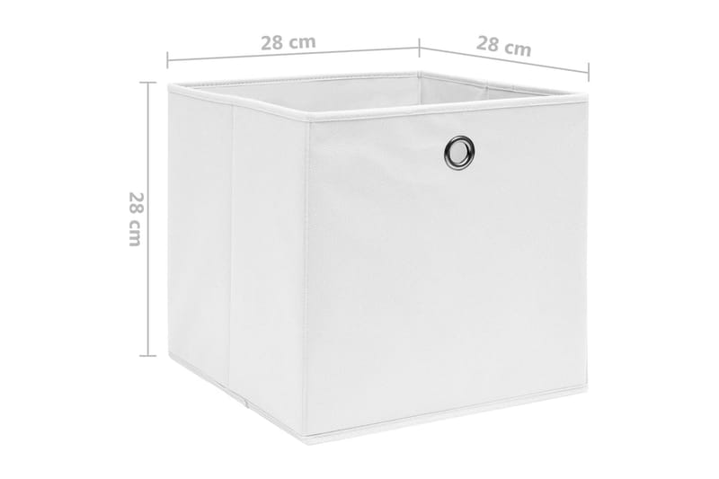 Opbevaringskasser 4 stk. 28x28x28 cm uvævet stof hvid - Hvid - Opbevaring - Opbevaring til småting - Kurve & kasser