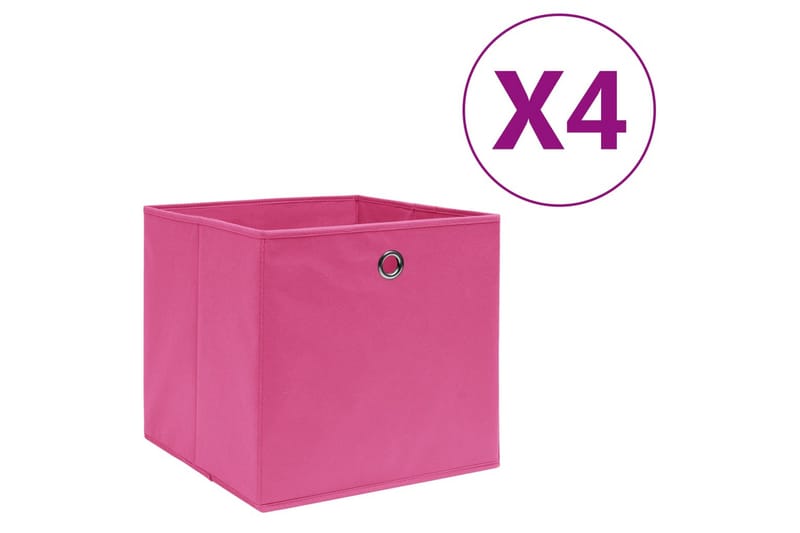 Opbevaringskasser 4 stk. 28x28x28 cm uvævet stof lyserød - Lyserød - Opbevaring - Opbevaring til småting - Kurve & kasser