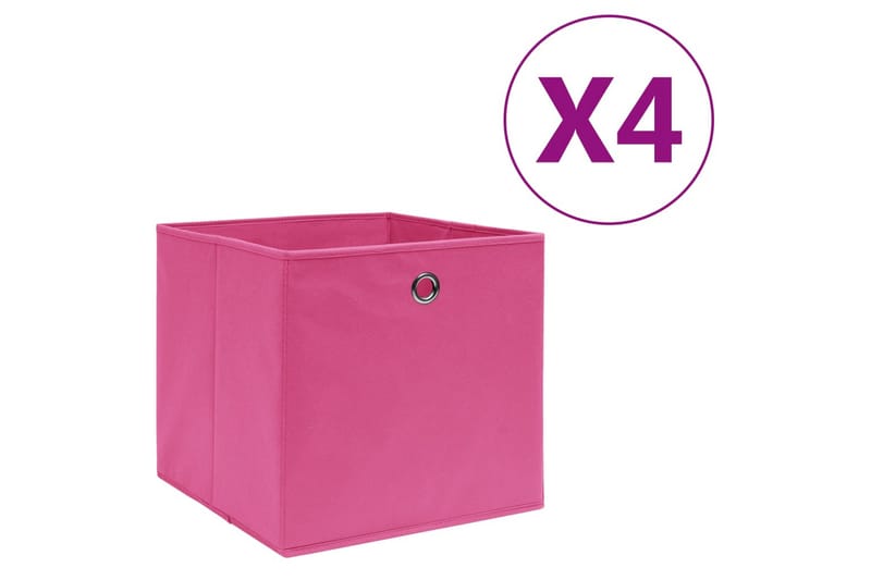 Opbevaringskasser 4 stk. 28x28x28 cm uvævet stof lyserød - Lyserød - Kurve & kasser