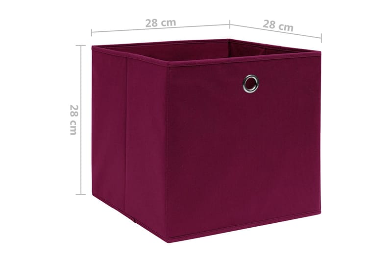 Opbevaringskasser 4 stk. 28x28x28 cm uvævet stof mørkerød - Rød - Kurve & kasser