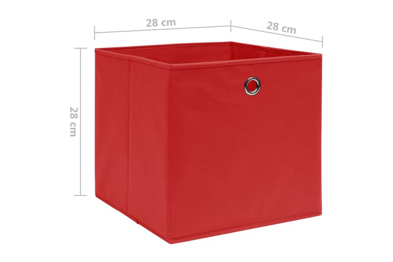 Opbevaringskasser 4 stk. 28x28x28 cm uvævet stof rød - Rød - Kurve & kasser