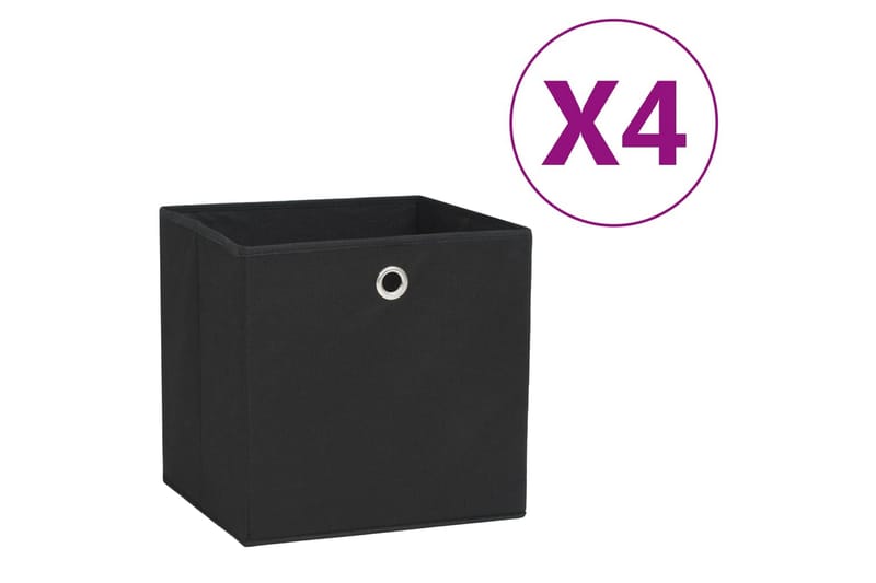 Opbevaringskasser 4 stk. 28x28x28 cm uvævet stof sort - Sort - Opbevaring - Opbevaring til småting - Kurve & kasser