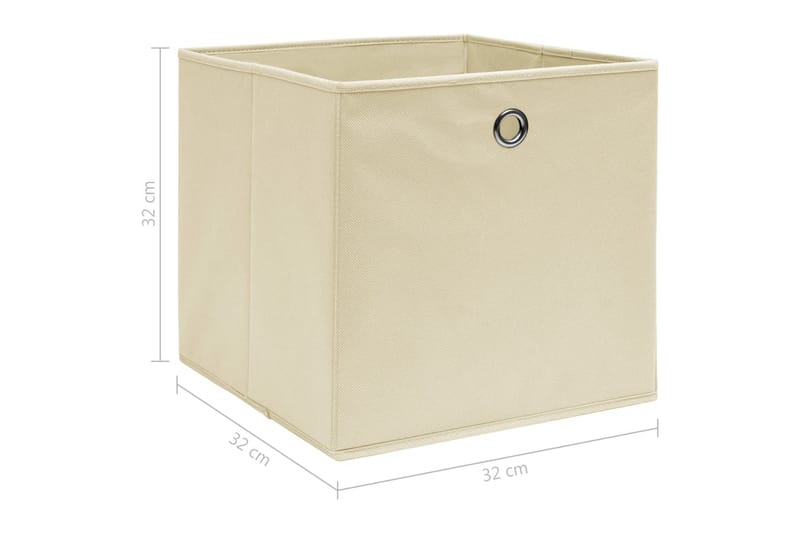 Opbevaringskasser 4 Stk. 32x32x32 Stof Cremefarvet - Opbevaring - Opbevaring til småting - Kurve & kasser
