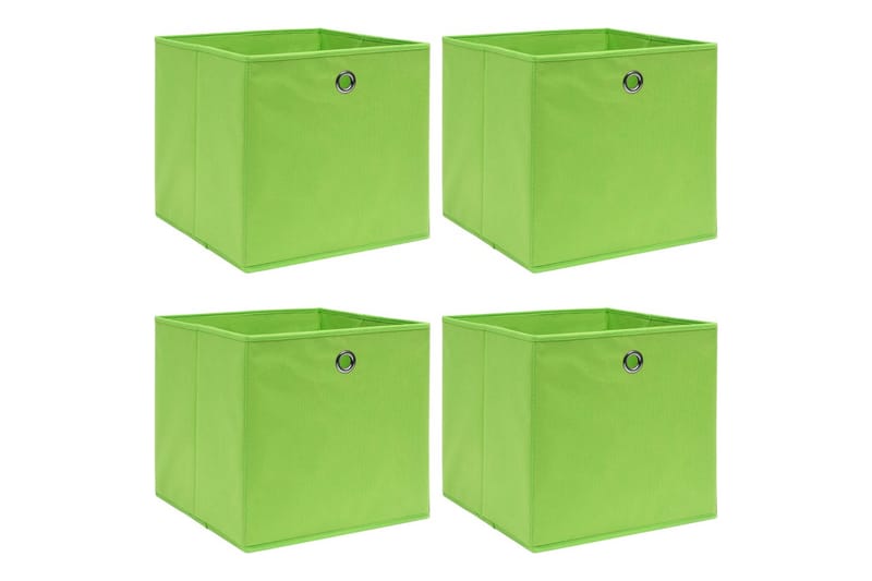 Opbevaringskasser 4 Stk. 32x32x32 Stof Grøn - Opbevaring - Opbevaring til småting - Kurve & kasser