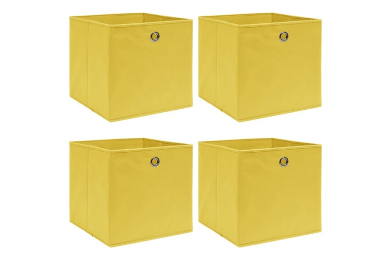 Opbevaringskasser 4 Stk. 32x32x32 Stof Gul - Opbevaring - Opbevaring til småting - Kurve & kasser