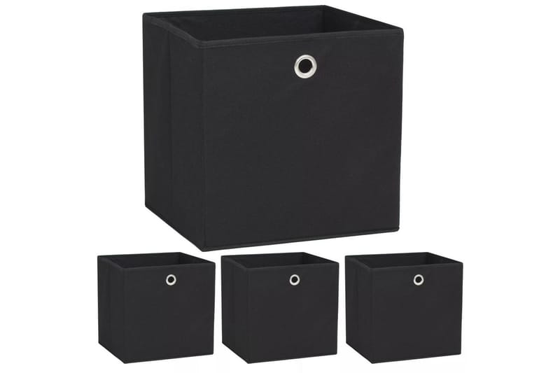 Opbevaringskasser 4 Stk. Uvævet Stof 32 X 32 X 32 Cm Sort - Sort - Opbevaring - Opbevaring til småting - Kurve & kasser